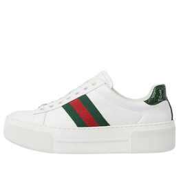Кроссовки ace leather platform 'white green' Gucci, белый 791399-aacag-9055 | white/green/red