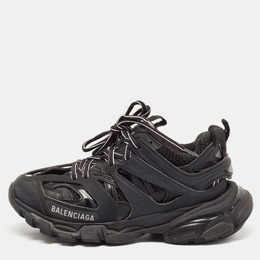 Balenciaga Black Faux Leather and Mesh Track Sneakers Size 36 1118336