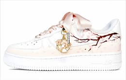 Кастомизированные кроссовки Nike Air Force 1 Skateboard Women's Low-top, белый/розовый dd8959-100（team74-樱花树下） | pink