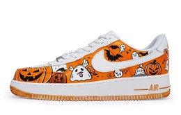 Кастомизированные кроссовки Nike Air Force 1 Skateboard Women's Low-Top, белый/оранжевый/черный dd8959-100(team80-女款万圣狂欢s-box) | white/orange/black