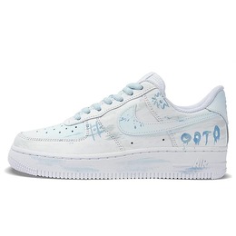 Кастомизированные кроссовки Nike Air Force 1 Skateboard Women's Low-Top, синий/белый dd8959-100(team拾柒-女款低帮海洋之旅板鞋) | blue/white