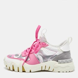 Valentino Multicolor Suede and Camouflage Canvas Rockrunner Low Top Sneakers Size 37 1119072