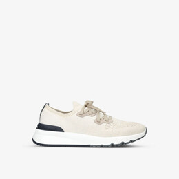 Трикотажные низкие кеды с тиснением бренда Brunello Cucinelli, бежевый r04146676 | beige
