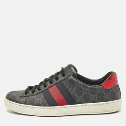 Gucci Black GG Supreme Canvas Web Ace Sneakers Size 39.5 1121079