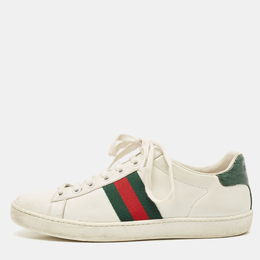 Gucci White Leather Web Ace Sneakers Size 38 1119124