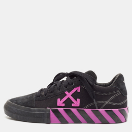 Off-White Black Canvas and Suede Vulcanized Low Top Sneakers Size 40 1119057