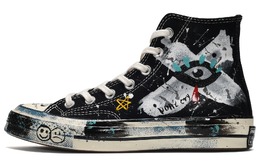 Кастомизированные кеды Converse 1970s Canvas shoes Unisex, черный/белый 162050c(teame-男女款笑脸黑白)