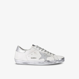 Низкие кожаные кроссовки с логотипом Super-Star Golden Goose, серебряный r04370093 | silver com