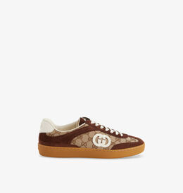 Кроссовки Interlocking g низкие из замши Gucci, коричневый r04391435 | fondente brown