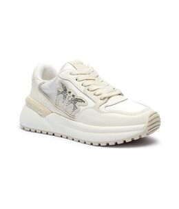 Кроссовки женские Pinko кожаные с аппликацией, белый pi252w000028b340035 | bianco