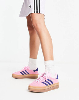Розовые кроссовки на платформе с резиновой подошвой Adidas Gazelle Bold 203497565 | pink glow/victo