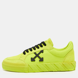 Off-White Off White Neon Yellow Canvas and Suede Vulcanized Low Top Sneakers Size 39 1122985