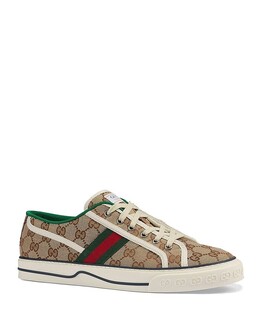 Мужские кроссовки Gucci Tennis 1977 GG Canvas на шнуровке, коричневый/бежевый 3636014 | beige