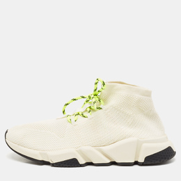 Balenciaga Off white Knit Fabric Speed Trainer Sneakers Size 43 1121385