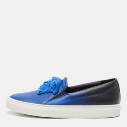 Versace Black/Blue Leather Palazzo Medusa Slip-On Sneakers Size 36 1121764