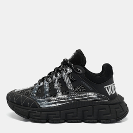 Versace Black Leather and Canvas Trigreca Sneakers Size 35 1125173