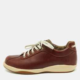 Salvatore Ferragamo Dark Brown Leather Low Top Sneakers Size 41.5 1120403