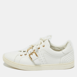 Dolce & Gabbana White Leather Buckle Detail Low Top Sneakers Size 43 1129478