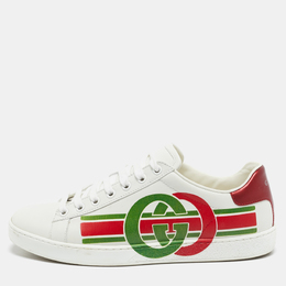 Gucci White Leather Interlocking G Ace Sneakers Size 37.5 1133759