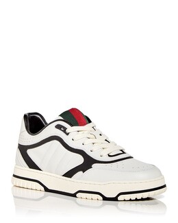 Мужские низкие кожаные кроссовки Gucci Re-Web, черный 5140707 | nero ivory