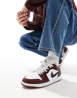 Кроссовки Nike Air 1 Low белого и темно-красного цвета Jordan 137283028 | white