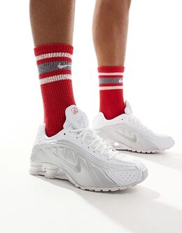 Кроссовки Shox R4 белого и металлического серебристого цвета Nike 137292207 | white