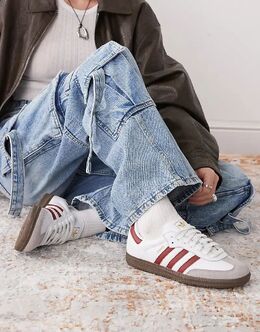 Кроссовки Samba OG белого и бордового цветов Adidas 138321014 | white
