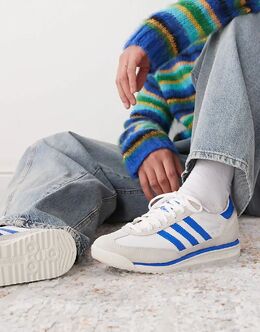 Кроссовки SL 72 RS белого цвета Adidas 140626139 | chalk white / blue / cloud whi
