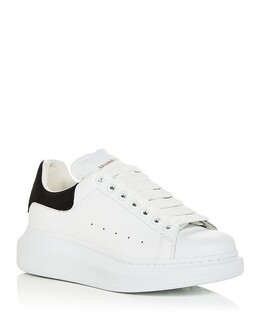 Женские замшевые кроссовки большого размера на каблуке Alexander McQueen 3486992 | white/black