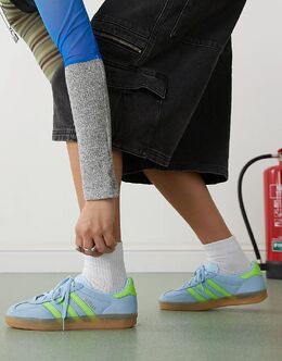 Кроссовки Gazelle Indoor из сине-зеленого нубука Adidas 135826134 | mblue