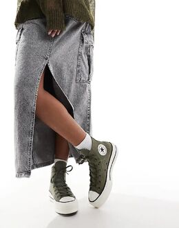 Кроссовки Chuck Taylor All Star Hi Lift оливкового цвета Converse 136454006 | green