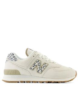 Кроссовки New Balance 574 белого цвета с леопардовым принтом 137181899 | white