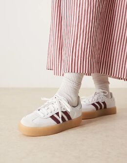 Кроссовки Sambae белого и бордового цвета Adidas 138341155 | white