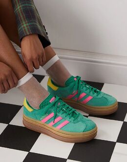 Кроссовки Gazelle Bold на платформе зеленого и розового цвета Adidas 138341159 | mid green
