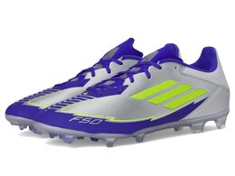 Кроссовки Unisex Adidas F50 League Messi Firm Ground/Multi Ground, цвет Silver Metallic/Solar Yellow/Lucid Blue 9980678 | silver metallic/solar yellow/lucid blue
