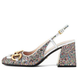 Кроссовки lovelight slingback mid-heel with horsebit Gucci, мультиколор 707702-ksp20-8461 | multi-color