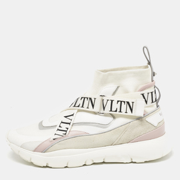 Valentino Multicolor Knit Fabric And Leather VLTN High Top Sneakers Size 39 1136837