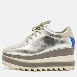 Stella McCartney Silver/White Faux Leather Elyse Star Platform Derby Sneakers Size 36 1138845