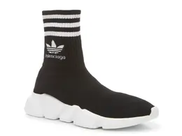 Кроссовки Balenciaga x adidas Speed High-Top — женские, черные/белые 589524 | black/white