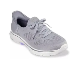 Кроссовки Skechers Hands Free Slip-ins Go Walk 7 Via Slip-On — женские, серые/фиолетовые 566815 | grey/purple