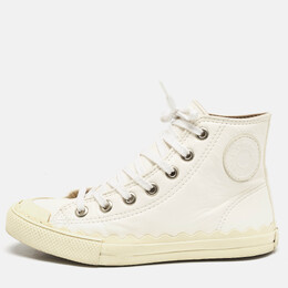 Chloé Off White Leather Kyle High Top Sneakers Size 36 1139718