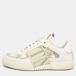 Valentino White/Grey Canvas and Leather VL7N Low Top Sneakers Size 37 1141632