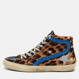 Golden Goose Multicolor Leather and Leopard Print Calf Hair High Top Sneakers Size 39 1142874