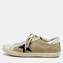 Golden Goose Multicolor Knit Fabric and Leather Superstar Low Top Sneakers Size 40 1142898