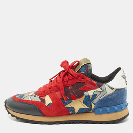 Valentino Two Tone Suede and Leather Camustars Rockrunner Sneakers Size 37.5 1143936