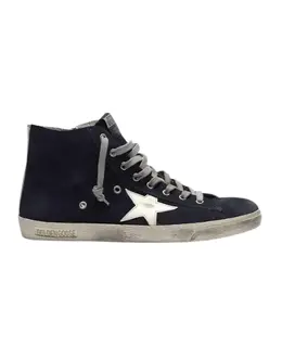 Golden Goose Francy White Leather Star and Heel Tab Blue Women's Sneakers gwf00113.f000322.50517-37 - Size 37