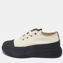 Stella McCartney Beige/Black Canvas Platform Sneakers Size 37 1144817