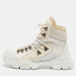 Gucci White Canvas and Leather Flashtrek High Top Sneakers Size 39 1071136