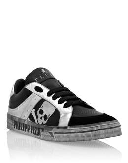 Кроссовки кожаные Lo-Top Retrokickz TM Philipp Plein, черный/серебряный 7919897411644 | black/silver