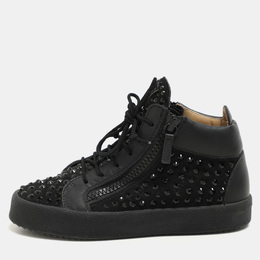 Giuseppe Zanotti black Suede Embellished High Top Sneakers Size 37 1145952